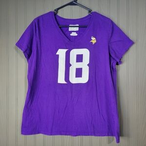 NFL Minnesota Vikings Justin Jefferson Short Sleeve T-Shirt Purple Women's XL
